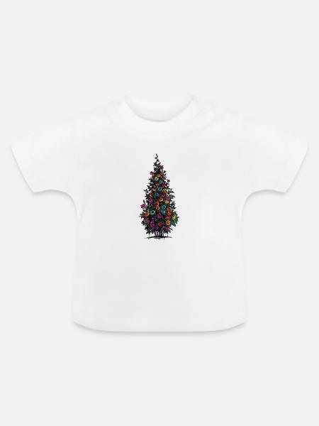 Blütenpyramide Regenbogenfarben - Baby Bio-T-Shirt mit Rundhals - Weiß