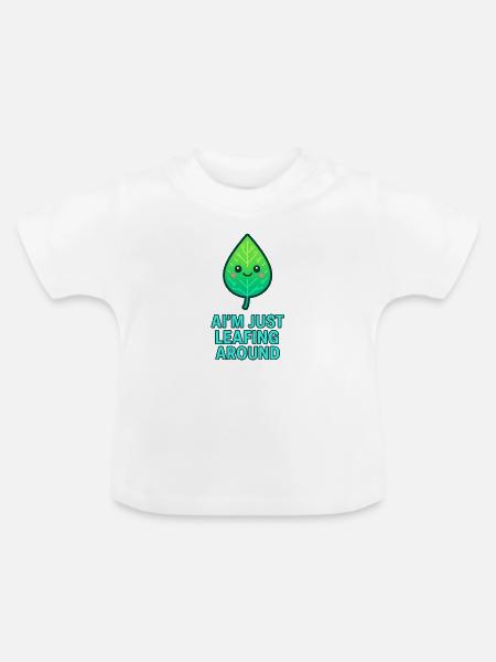 I'm just leafing around – Blattdesign - Baby Bio-T-Shirt mit Rundhals - Weiß