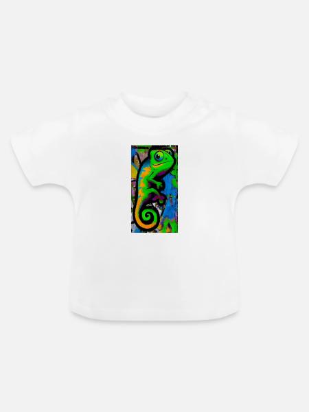 Chamäleon - Baby Bio-T-Shirt mit Rundhals - Weiß
