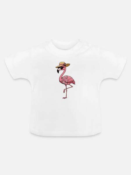 Hawaiian Flamingo Lounge - Baby Bio-T-Shirt mit Rundhals - Weiß