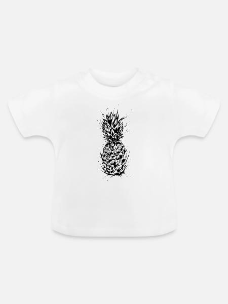 Ananas - Baby Bio-T-Shirt mit Rundhals - Weiß