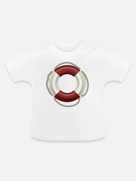 Rettungsring - Baby Bio-T-Shirt mit Rundhals - Weiß