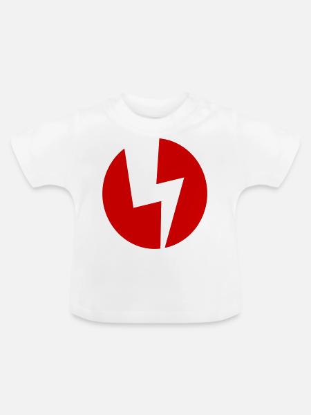 Blitz in Kreis – Logo für Elektriker - Baby Bio-T-Shirt mit Rundhals - Weiß