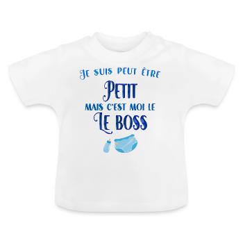 Bébé d'amour bébé boss humour naissance - T-shirt bio col rond Bébé - blanc - Devant
