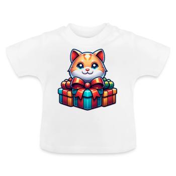 Chat Noël Enfants Famille Saint-Nicolas - T-shirt bio col rond Bébé - blanc - Devant