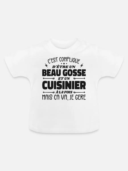 Schöner Mann Koch - Baby Bio-T-Shirt mit Rundhals - Weiß