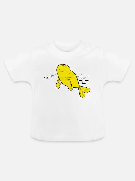 Robbe - Økologisk T-shirt til baby, rund hals - hvid