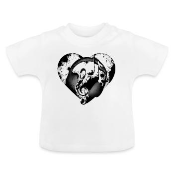 Kopfhörer Herz - Baby Bio-T-Shirt mit Rundhals - Weiß - Vorne