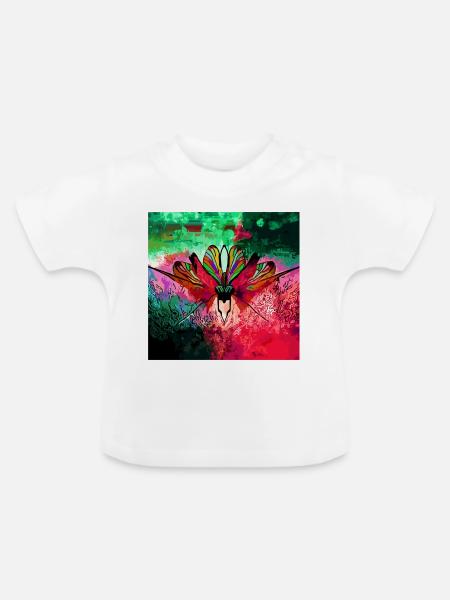Farbexplosiver Schmetterling Naturkunst - Baby Bio-T-Shirt mit Rundhals - Weiß
