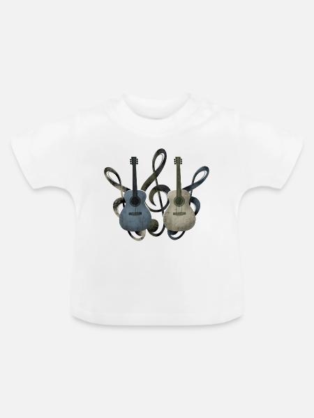 Gitarren Notenschlüssel - Baby Bio-T-Shirt mit Rundhals - Weiß