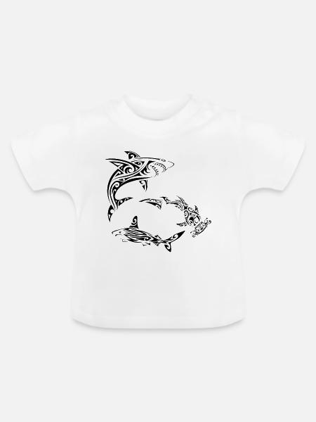 Polynesische Schwarzhaie - Baby Bio-T-Shirt mit Rundhals - Weiß