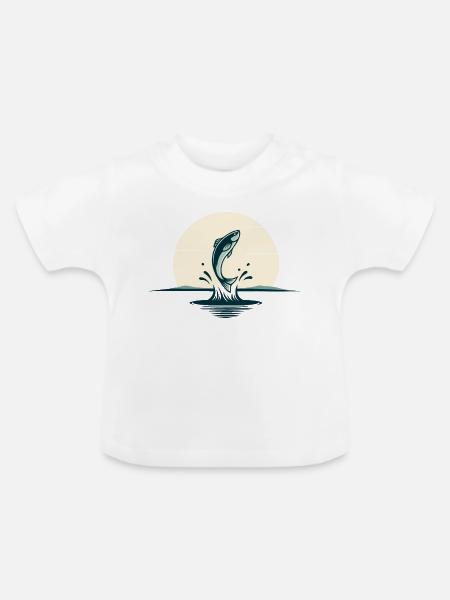 Springende Fische - Baby Bio-T-Shirt mit Rundhals - Weiß