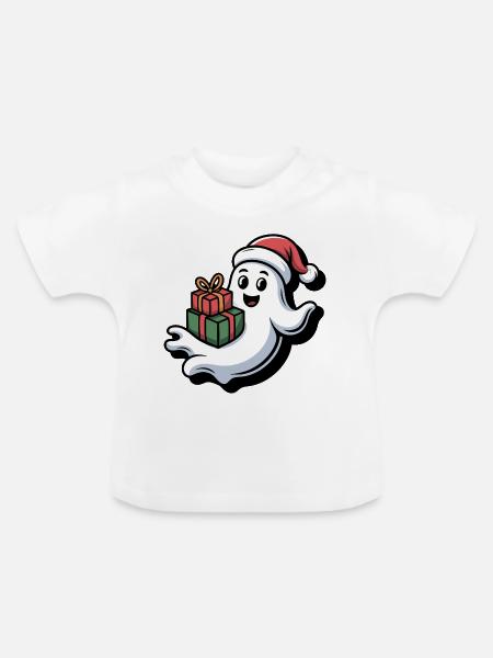 Weihnachtsgeist mit Geschenken - Baby Bio-T-Shirt mit Rundhals - Weiß
