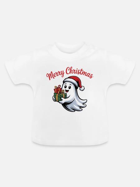 Weihnachtsgeist mit Geschenken - Baby Bio-T-Shirt mit Rundhals - Weiß