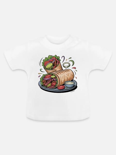 Bunte Gemüse-Wrap Kunst - Baby Bio-T-Shirt mit Rundhals - Weiß