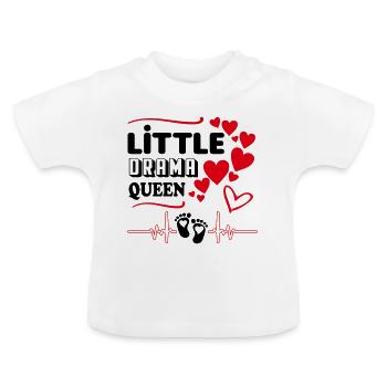 Little Drama Queen Mädchen Babysprüche Herz - Baby Bio-T-Shirt mit Rundhals - Weiß - Vorne