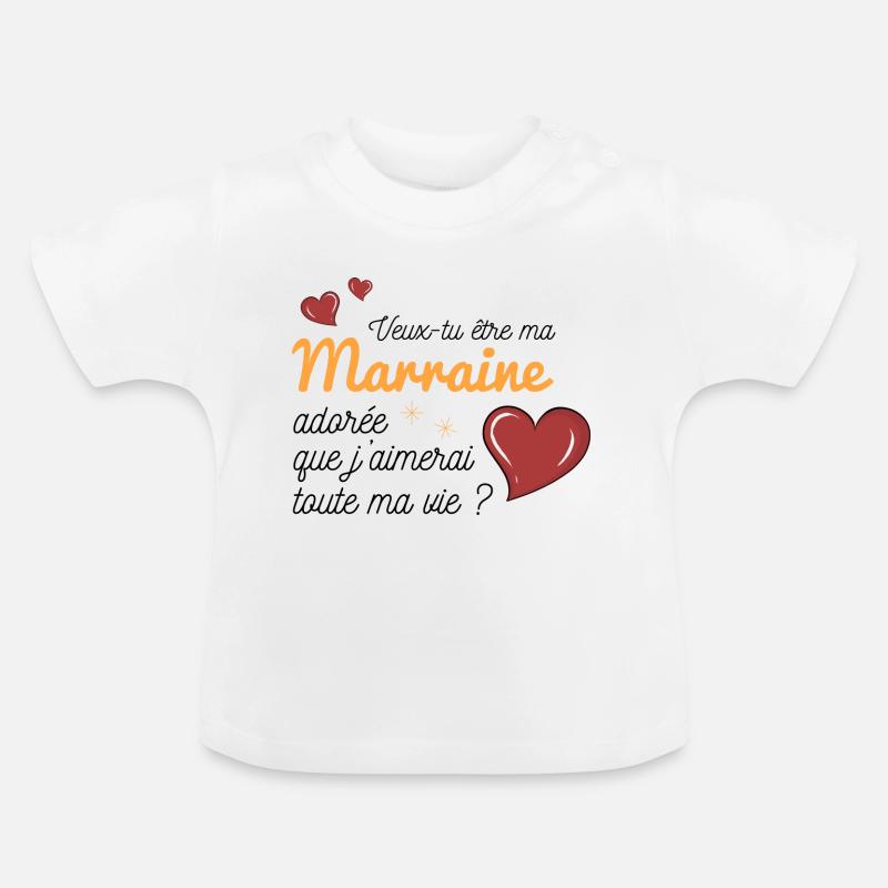 Demande Marraine Originale - T-shirt bio col rond Bébé - blanc