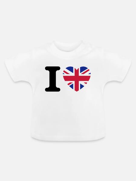I love UK - Baby Bio-T-Shirt mit Rundhals - Weiß