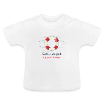 Petit Secouriste marin - T-shirt bio col rond Bébé - blanc - Devant