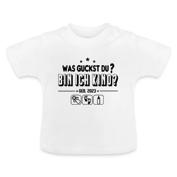 Säugling Baby 2023 Nicht angucken Kino Anglotzen - Baby Bio-T-Shirt mit Rundhals - Weiß - Vorne
