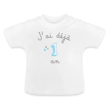 J'ai déjà un an - T-shirt bio col rond Bébé - blanc - Devant
