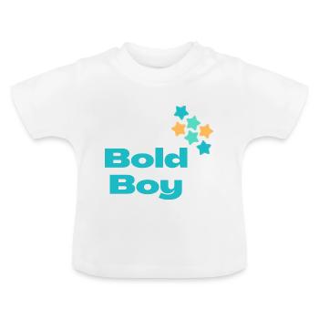 Bold Boy with stars - Baby Organic T-Shirt with Round Neck - white - Front