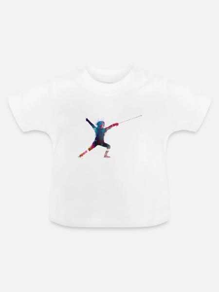 Fechtsport - Baby Bio-T-Shirt mit Rundhals - Weiß