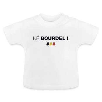 Ké bourdel ! Quel bordel ! en wallon (Dark) - T-shirt bio col rond Bébé - blanc - Devant