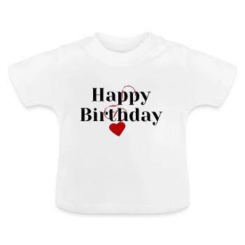 Happy Birthday - Baby Bio-T-Shirt mit Rundhals - Weiß - Vorne