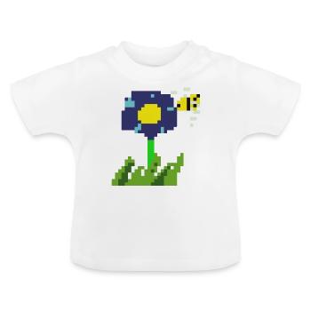 Fleur de pixel - T-shirt bio col rond Bébé - blanc - Devant