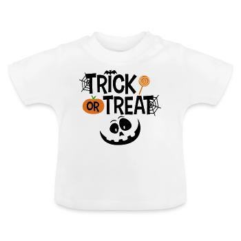 Trick or Treat Halloween Gezicht Pompoen - Baby biologisch T-shirt met ronde hals - wit - Voor
