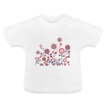 flower meadow - Baby Organic T-Shirt with Round Neck - white - Front