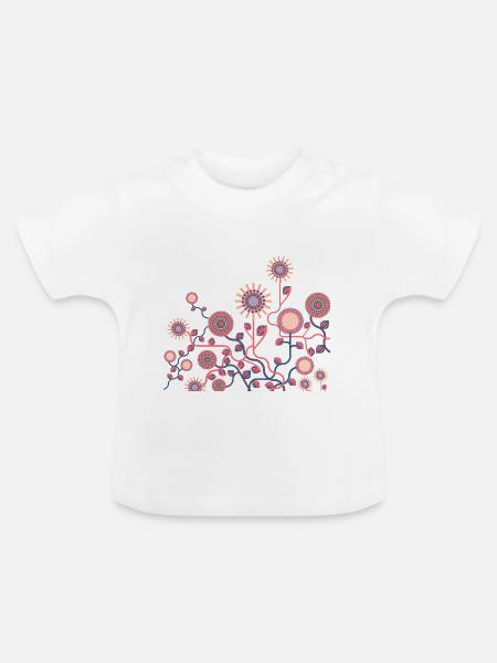 Blumenwiese - Baby Bio-T-Shirt mit Rundhals - Weiß