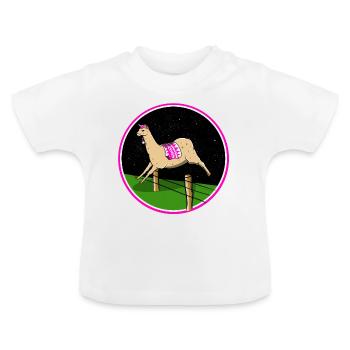 Lama qui dort - T-shirt bio col rond Bébé - blanc - Devant