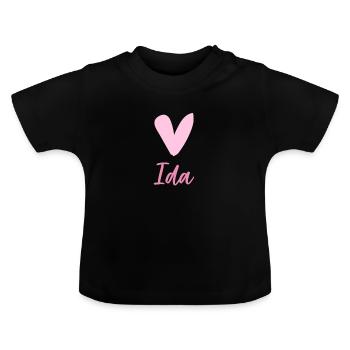 Motif doux nom Ida - T-shirt bio col rond Bébé - noir - Devant