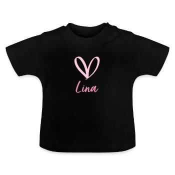 Motif doux nom Lina - T-shirt bio col rond Bébé - noir - Devant