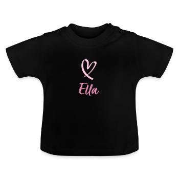 Motif doux nom Ella - T-shirt bio col rond Bébé - noir - Devant