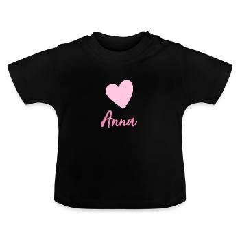 Motif doux nom Anna - T-shirt bio col rond Bébé - noir - Devant
