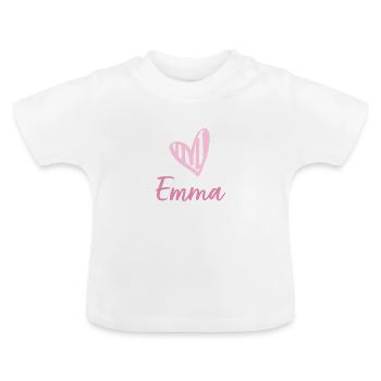 Cute baby clothes with the name Emma - Baby Organic T-Shirt with Round Neck - white - Front