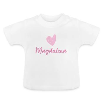 Süße Namens-Babykleidung Magdalena - Baby Bio-T-Shirt mit Rundhals - Weiß - Vorne