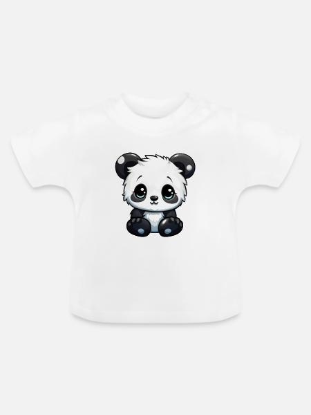süßer Panda - Baby Bio-T-Shirt mit Rundhals - Weiß