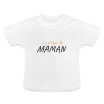 Trésor de Maman - T-shirt bio col rond Bébé - blanc - Devant