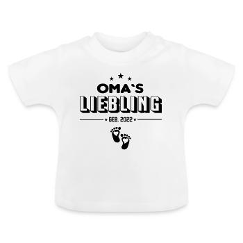 Säugling Baby 2022 Omas Liebling - Baby Bio-T-Shirt mit Rundhals - Weiß - Vorne