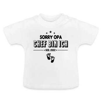 Säugling Baby 2022 Opa Chef bin ich - Baby Bio-T-Shirt mit Rundhals - Weiß - Vorne
