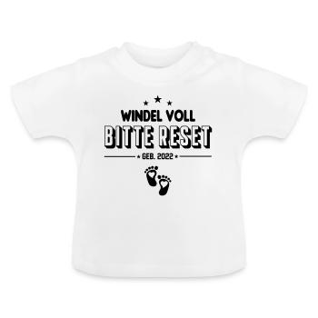 Säugling Baby 2022 Windel voll Bitte Reset - Baby Bio-T-Shirt mit Rundhals - Weiß - Vorne