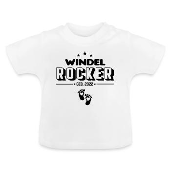Säugling Baby 2022 Windel Rocker - Baby Bio-T-Shirt mit Rundhals - Weiß - Vorne