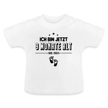 Baby Geburtstag 2023 9 Monate Säugling Birthday - Baby Bio-T-Shirt mit Rundhals - Weiß - Vorne