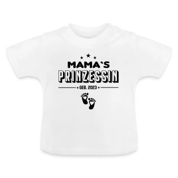 Säugling Baby 2023 Mamas Prinzessin - Baby Bio-T-Shirt mit Rundhals - Weiß - Vorne