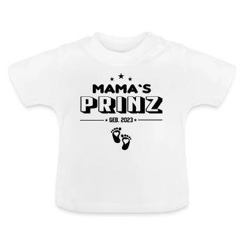 Säugling Baby 2023 Mamas Prinz - Baby Bio-T-Shirt mit Rundhals - Weiß - Vorne