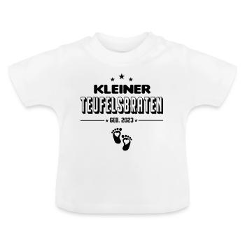 Säugling Baby 2023 Kleiner Teufelsbraten - Baby Bio-T-Shirt mit Rundhals - Weiß - Vorne